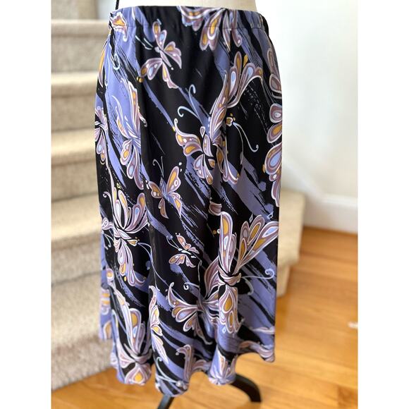 Vintage Y2K Bob Mackie Purple Butterfly Print Knee Length Slip Skirt Whimsygoth - Picture 1 of 7